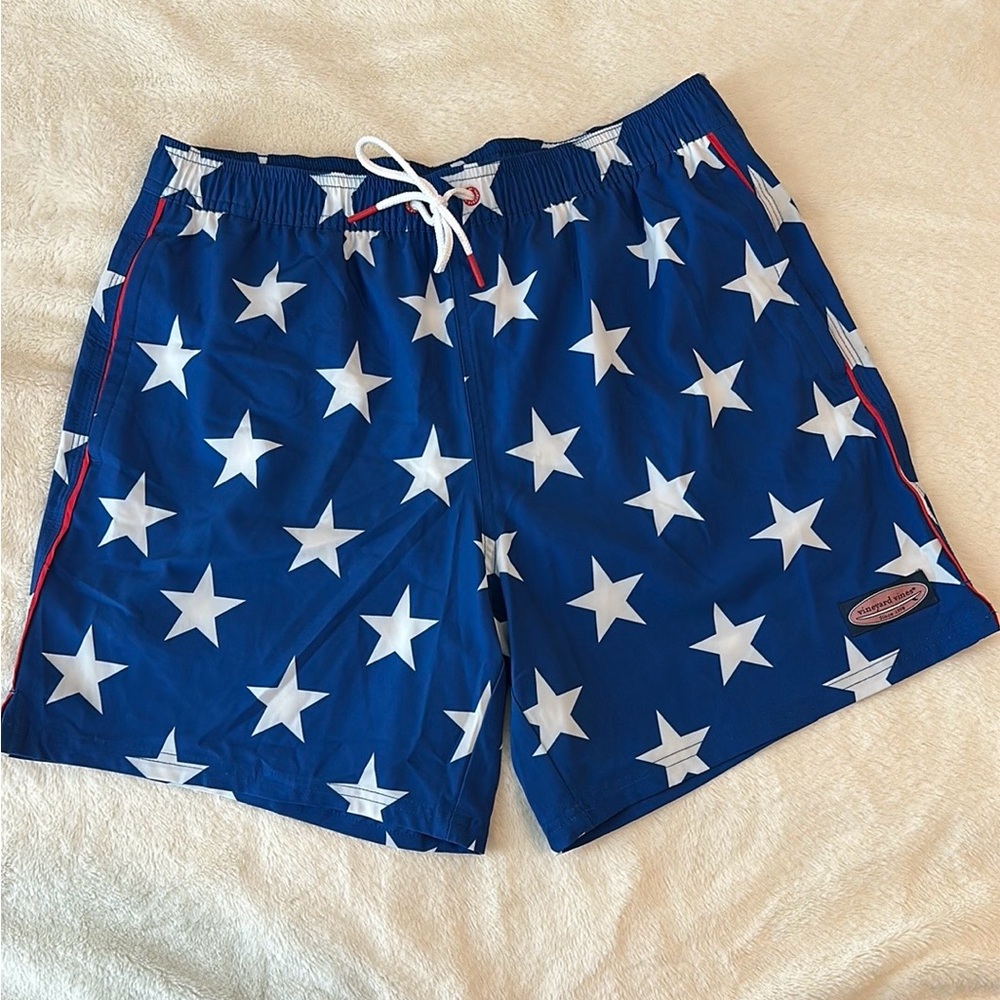 NEW! Men’s Vineyard Vines Swim Trunks-S, M, L, XL-Red, White & Blue